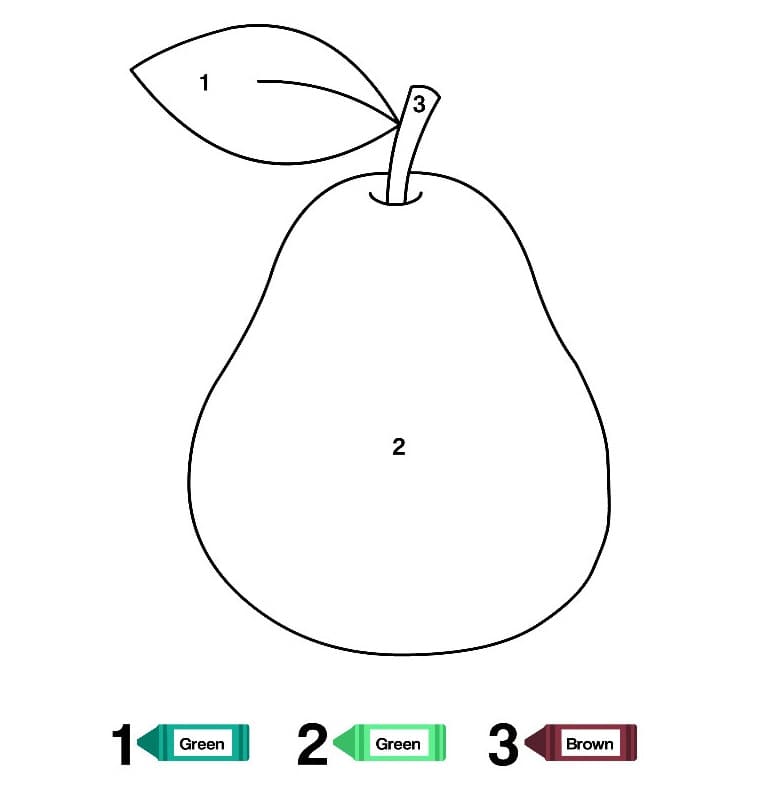 Dibujo de Colorear por número Pera página para Colorear