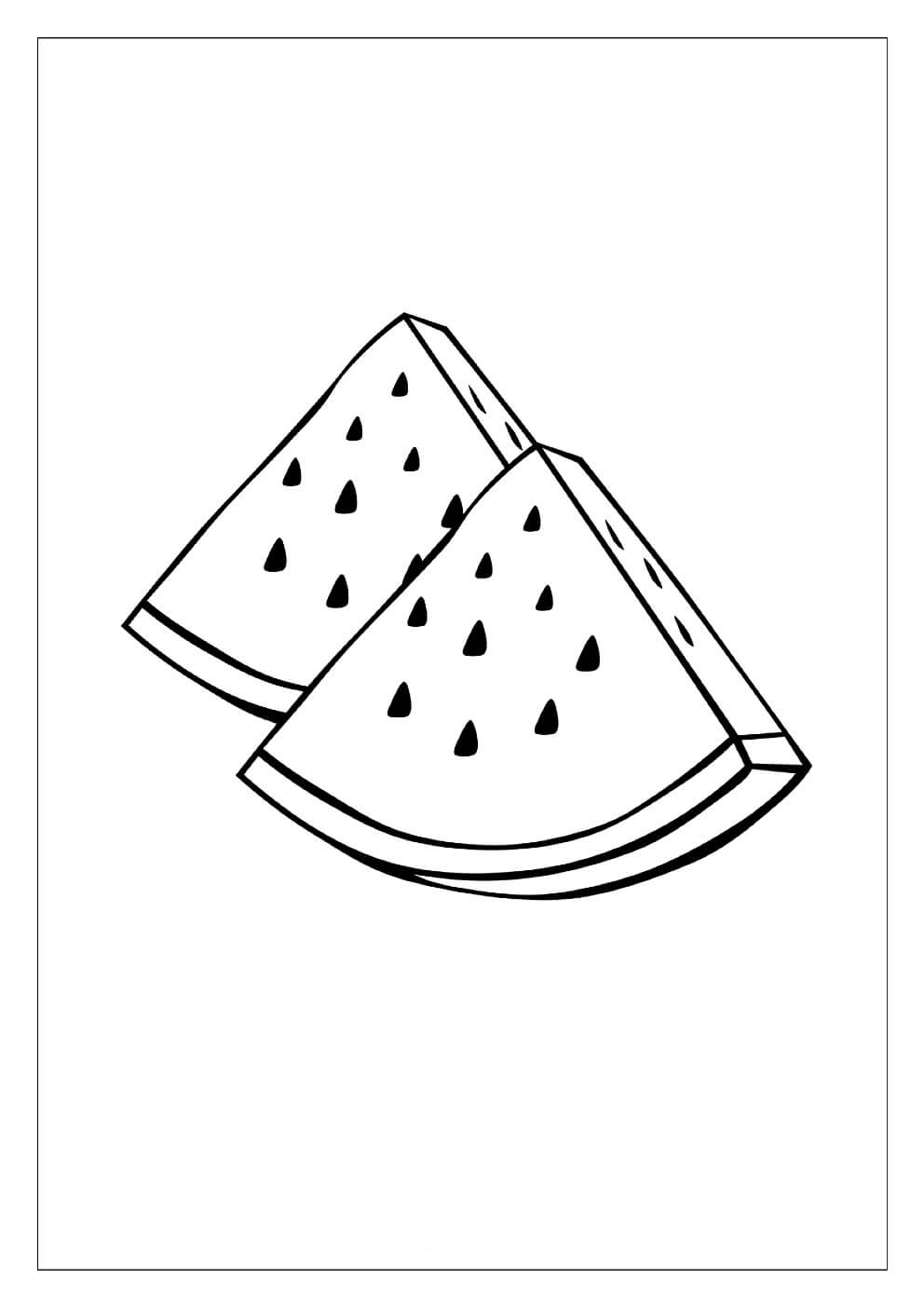 Dibujo de Dos Piezas de sandía para Colorear