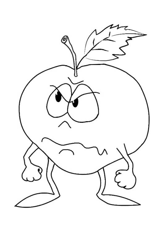 Dibujo de Frutas Enojado para Colorear