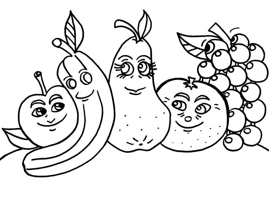 Dibujo de Frutas Felices para Colorear