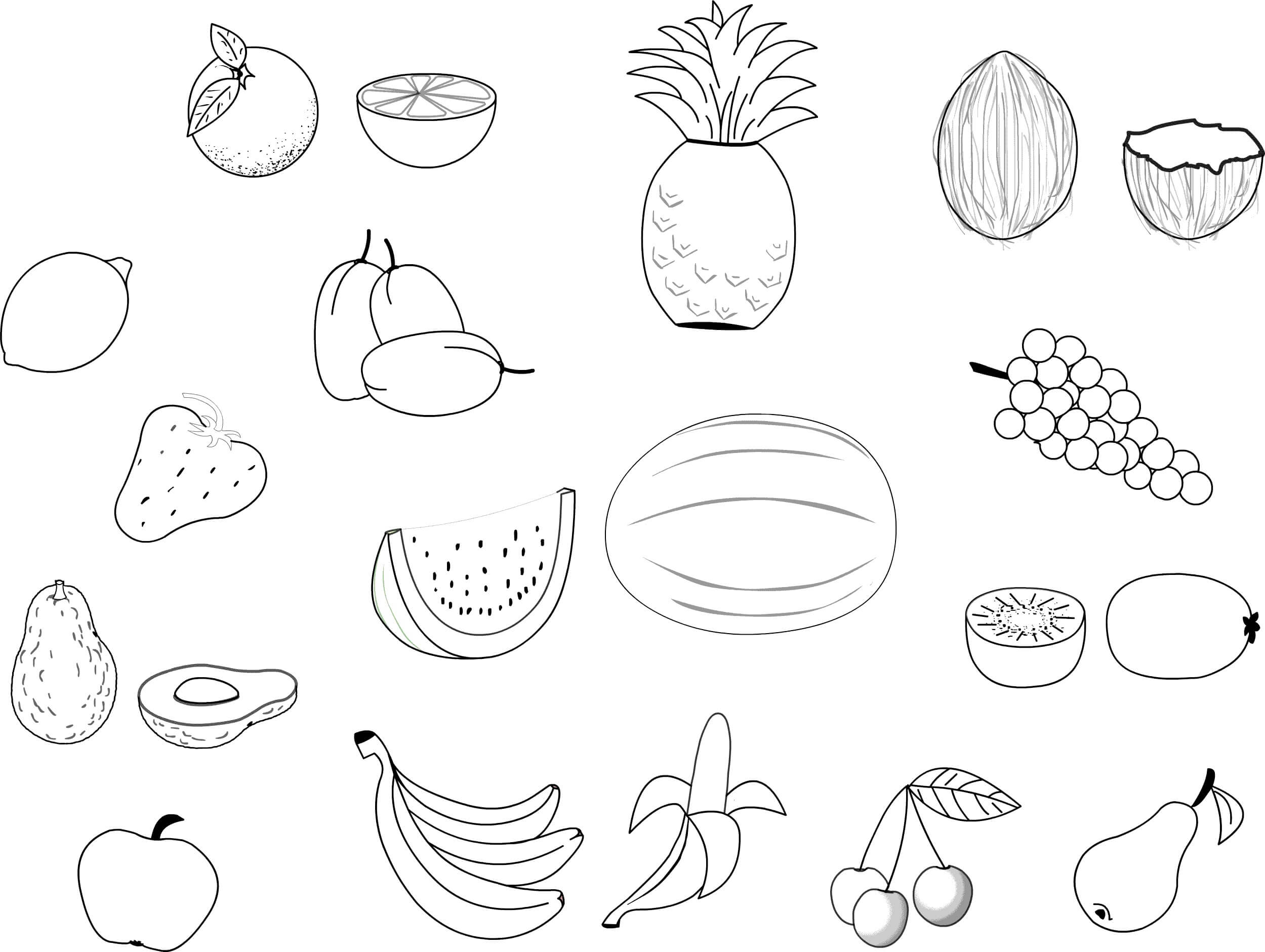Dibujo de Frutas Simples para Colorear