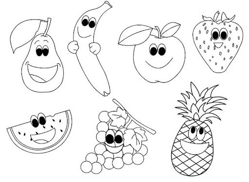 Dibujo de Frutas Sonriendo para Colorear