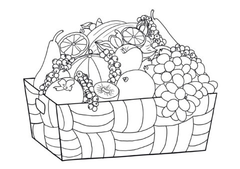 Dibujo de Frutas y Verduras en Caja Scaled para Colorear