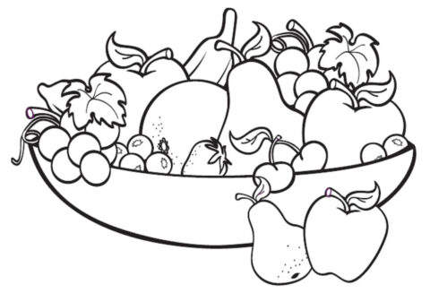 Dibujo de Plato de Frutas 1 para Colorear