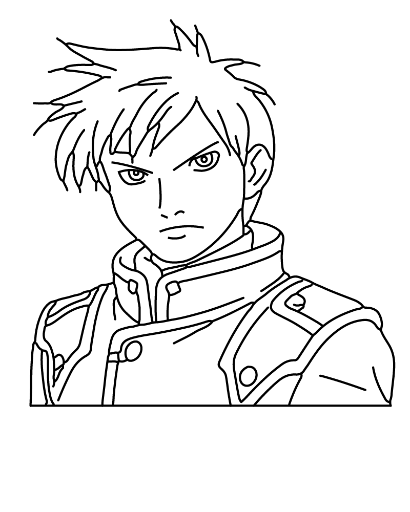 Dibujo de Roy Mustang From Fullmetal Alchemist Coloring Page para Colorear