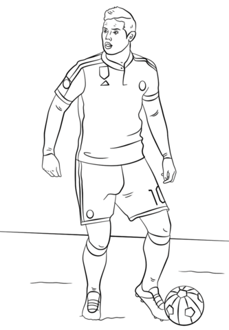 Dibujo de James Rodriguez Jugar al Futbol para Colorear