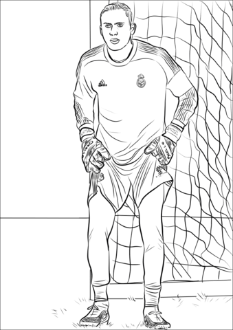 Dibujo de Keylor Navas Preparando el balón para Atrapar para Colorear