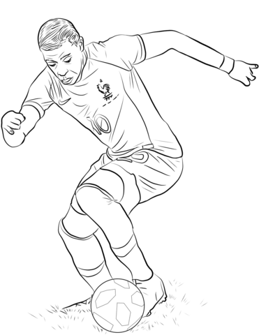 Dibujo de Kylian Mbappe Focus Regate para Colorear