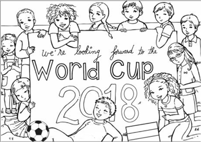 Dibujo de Los niños y la Copa del Mundo 2018 para Colorear