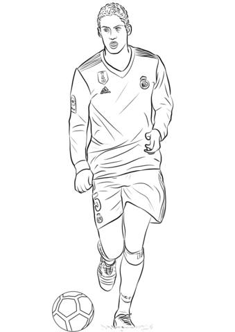 Dibujo de Raphael Varane Jugando al Futbol para Colorear