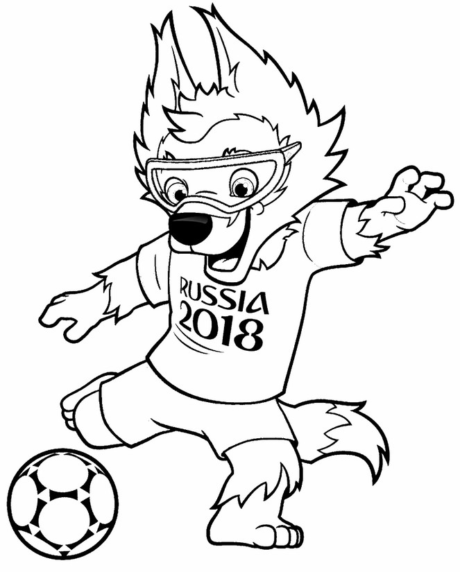 Dibujo de Zabivaka de la Copa del Mundo 2018 para Colorear