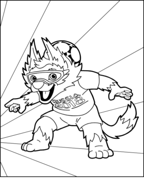 Dibujo de Zabivaka Jugando con Pelota para Colorear