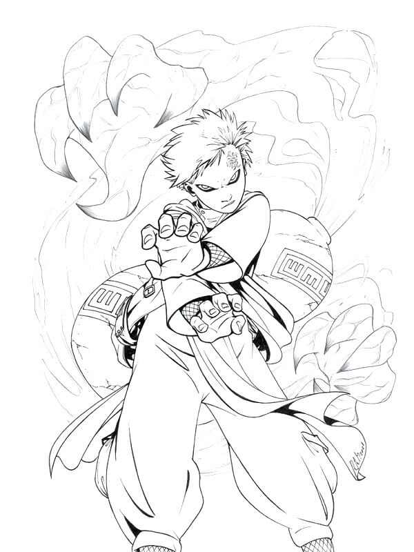 Dibujo de Ataque de Gaara para Colorear