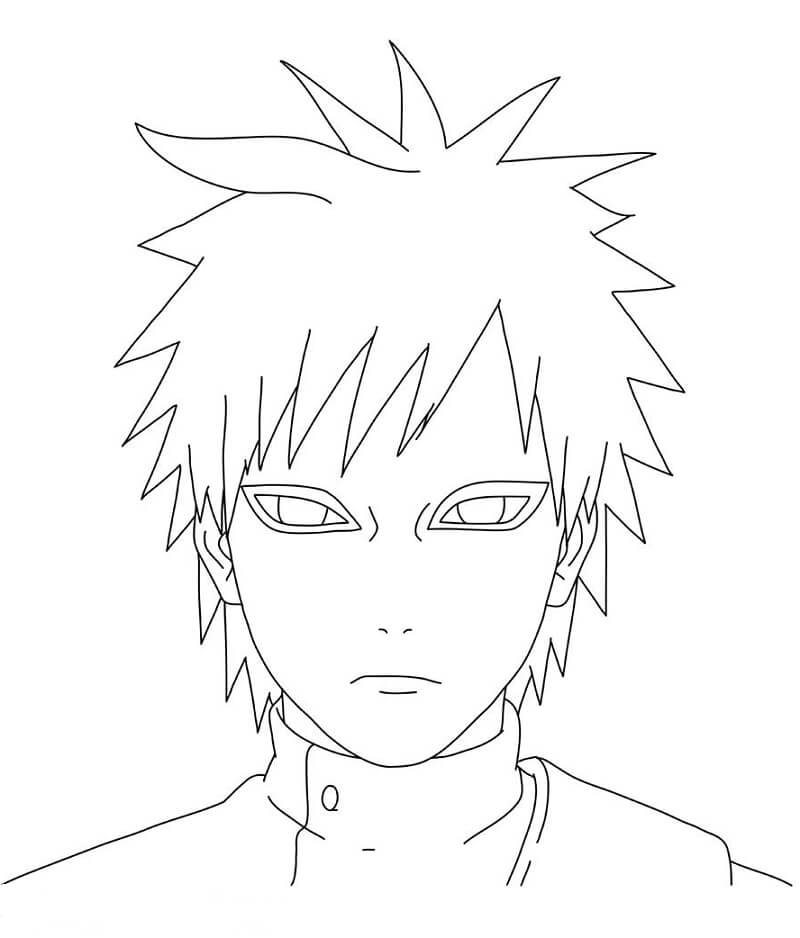 Dibujo de Bonita Cara Gaara para Colorear