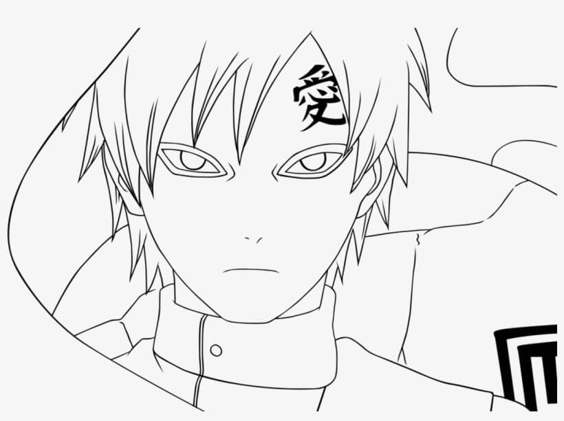 Dibujo de Enfrntate a Gaara para Colorear