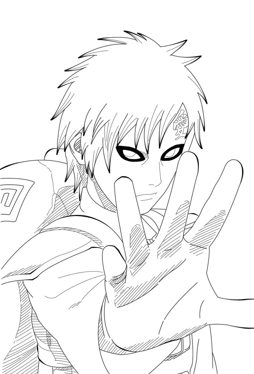 Dibujo de Gaara Guapo para Colorear