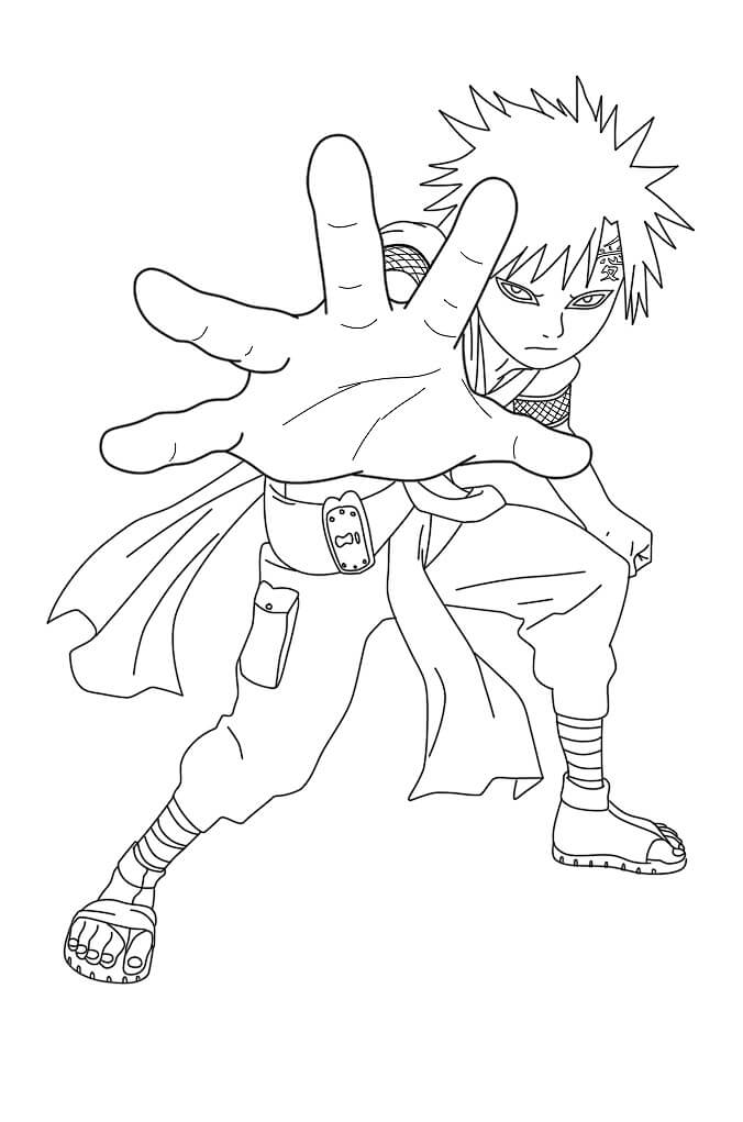 Dibujo de Gaara Luchando para Colorear