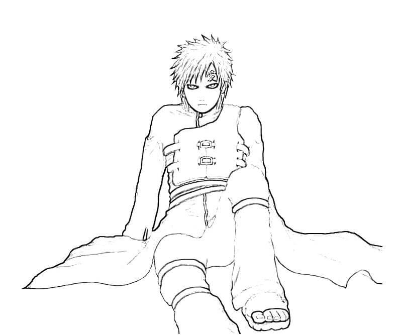 Dibujo de Gaara Sentado para Colorear
