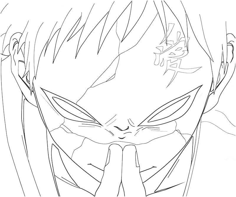 Dibujo de Gaara de una Cola Peleando para Colorear