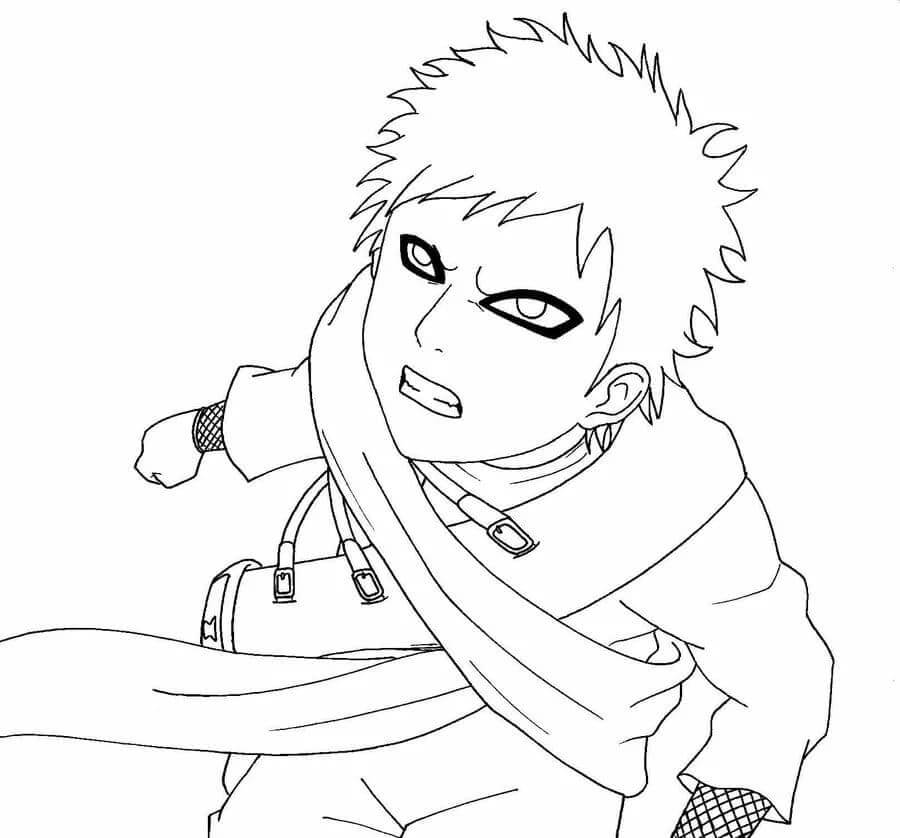 Dibujo de Impresionante Gaara Enojado para Colorear