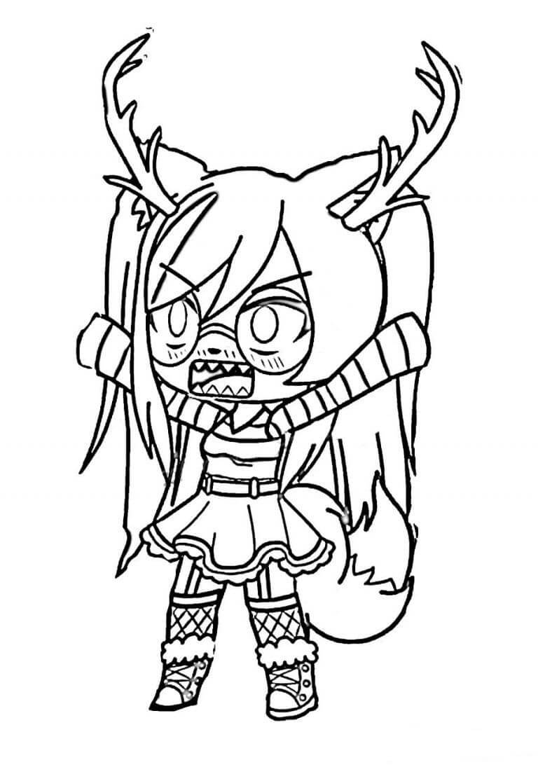 Dibujo de Chica Gacha Life Enojada para Colorear