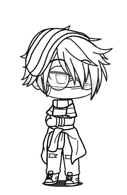 Dibujo de Chico Guapo de Gacha Life para Colorear