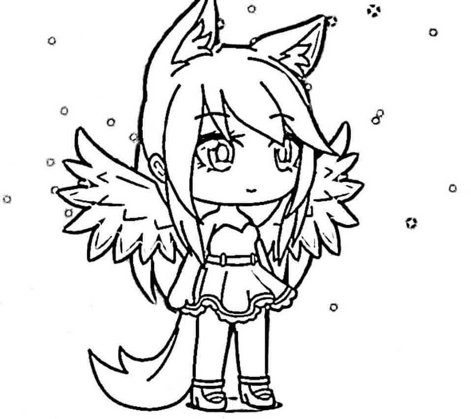 Dibujo de Gacha Life con Alas para Colorear