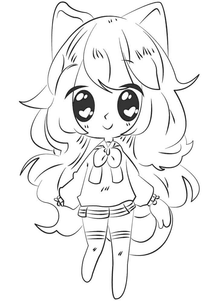 Dibujo de Gacha Life Contenta para Colorear