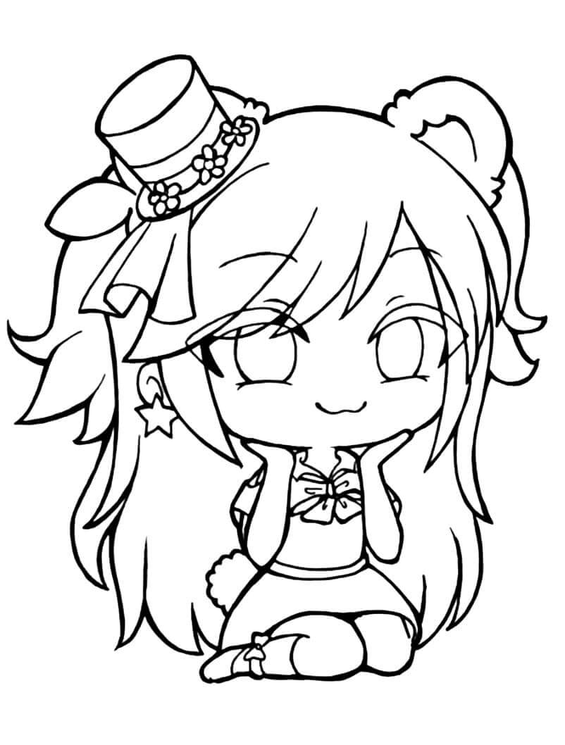 Dibujo de Gacha Life Kawaii Sentado para Colorear