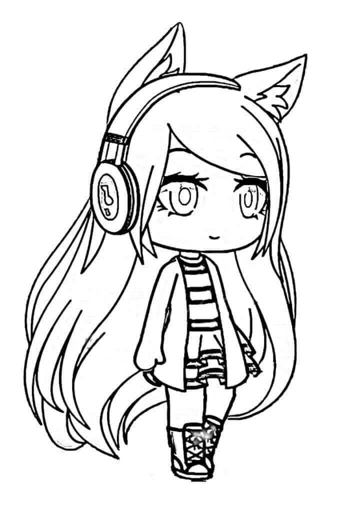 Dibujo de Gacha Life Sonriendo para Colorear