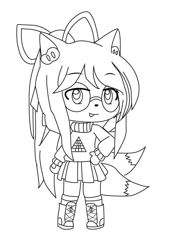 Dibujo de Gacha Life Zorro para Colorear