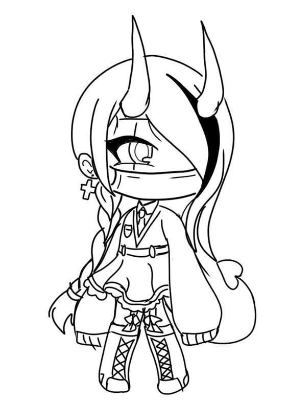 Dibujo de Hermoso Personaje de Anime de Gacha Life para Colorear