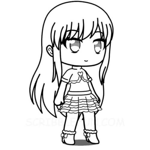 Dibujo de Linda Chica Gacha Vida para Colorear