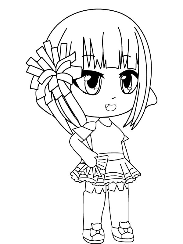 Dibujo de Chica Gacha Nox con Vestido Sencilla página para Colorear