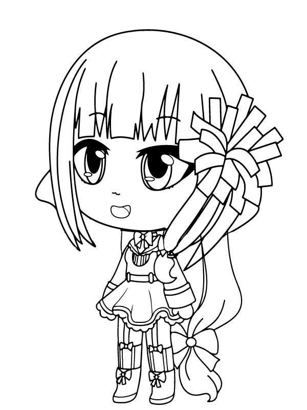 Dibujo de Chica de Gacha Nox con Horquilla de Animadora página para Colorear
