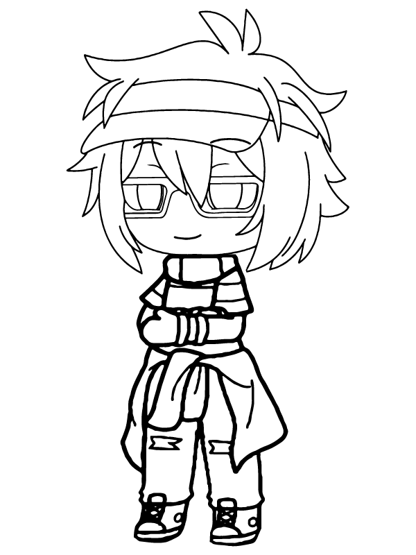 Dibujo de Gacha Nox Personaje Brazos Cruzados página para Colorear