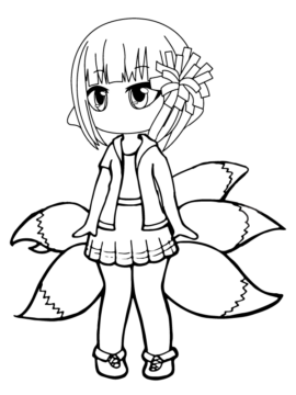 Dibujo de Gacha Nox Personaje con Cinco Colas página para Colorear