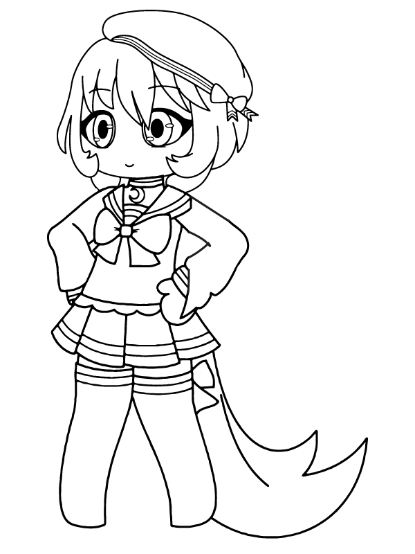 Dibujo de Gacha Nox Personaje con Cola Larga página para Colorear