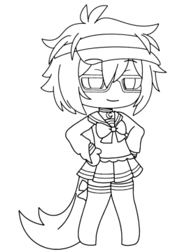 Dibujo de Gacha Nox Personaje con Cola página para Colorear