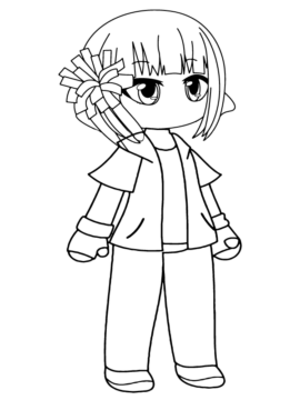 Dibujo de Personaje de Gacha Nox sin Nariz y Boca página para Colorear