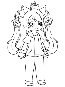 Dibujo de Personaje de Gacha Nox con Lindo Cabello página para Colorear