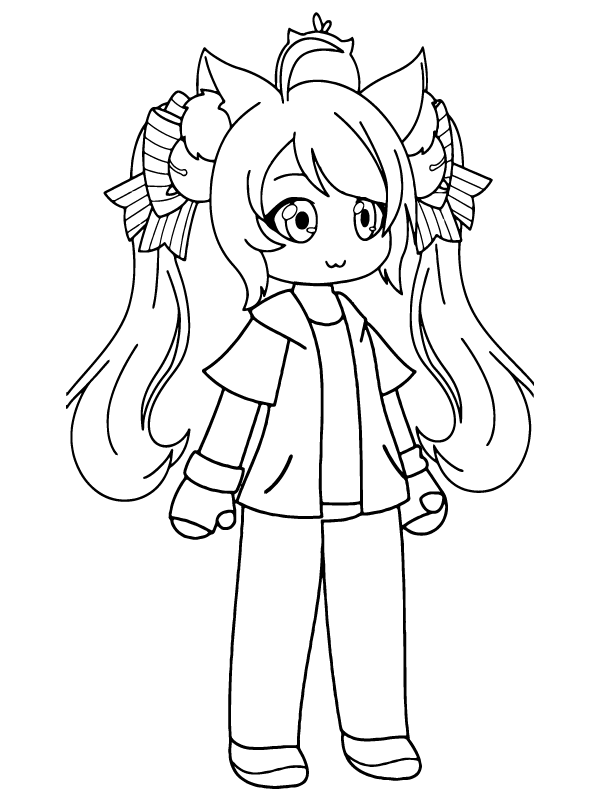 Dibujo de Personaje de Gacha Nox con Lindo Cabello página para Colorear