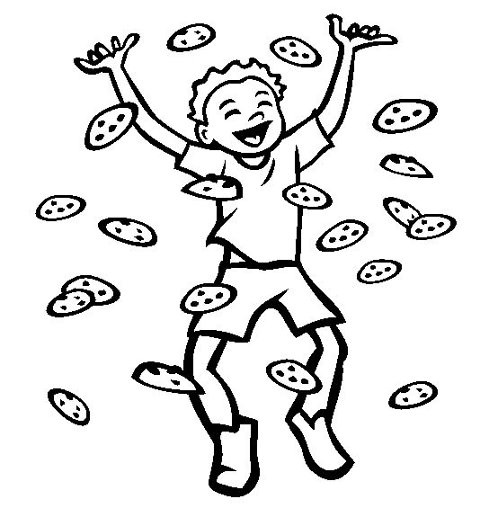 Dibujo de Niño Feliz con Galletas para Colorear