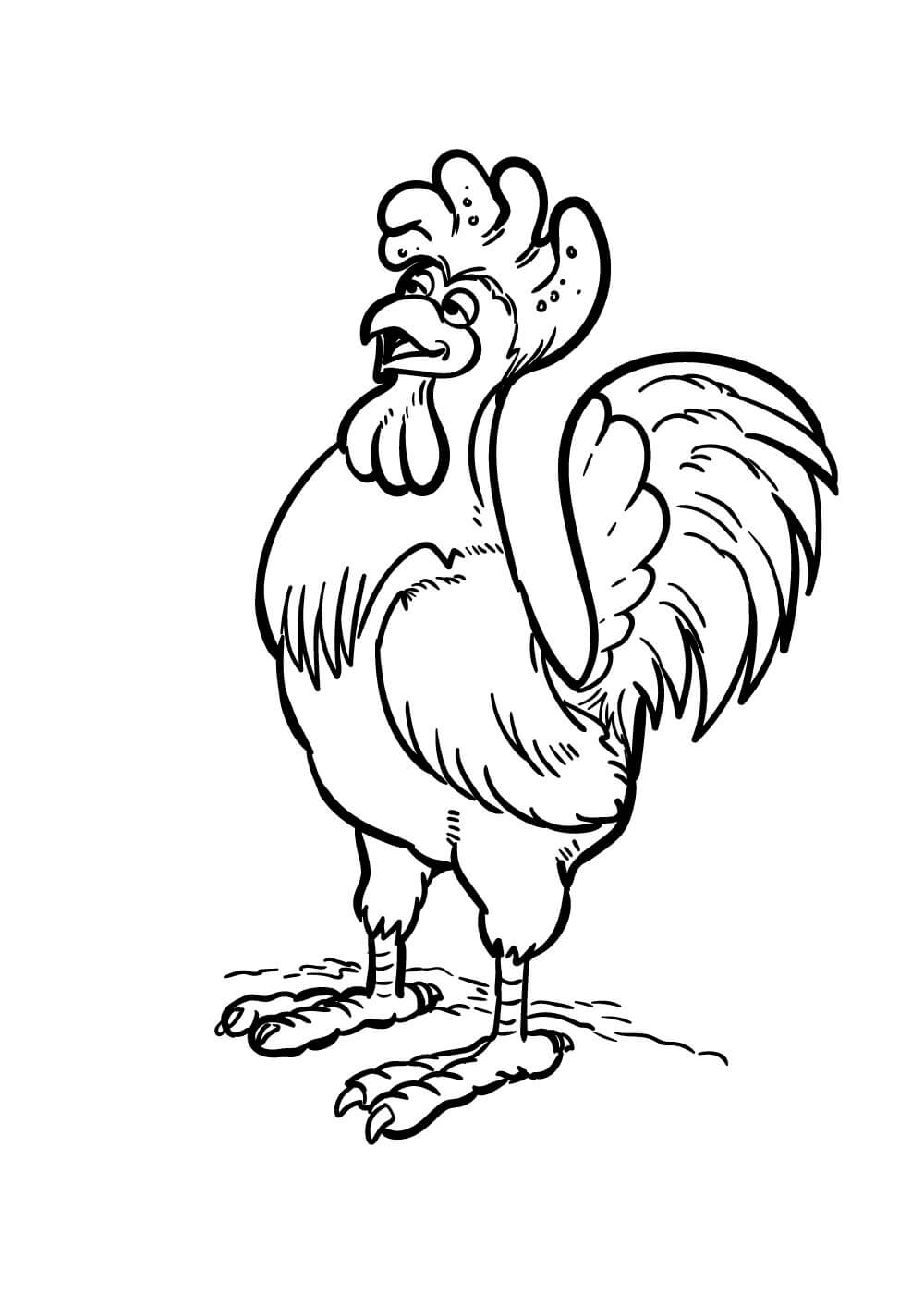 Dibujo de Gallo Gracioso para Colorear