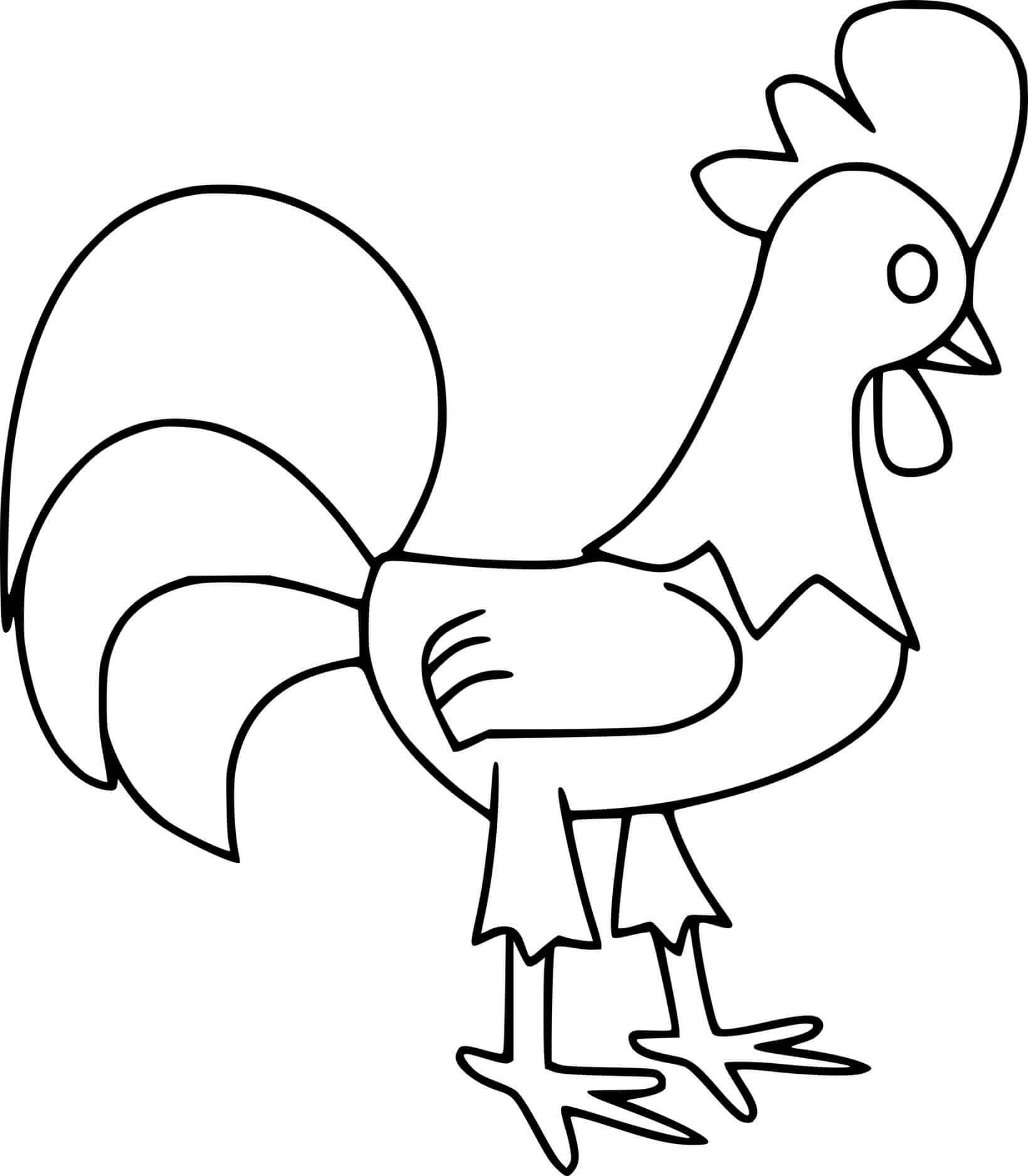 Dibujo de Gallo fácil para Colorear