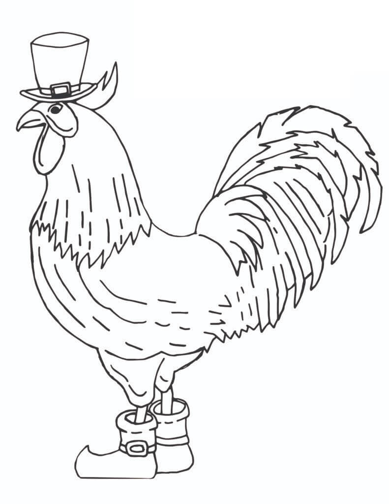 Dibujo de Gallo Leprechaun para Colorear