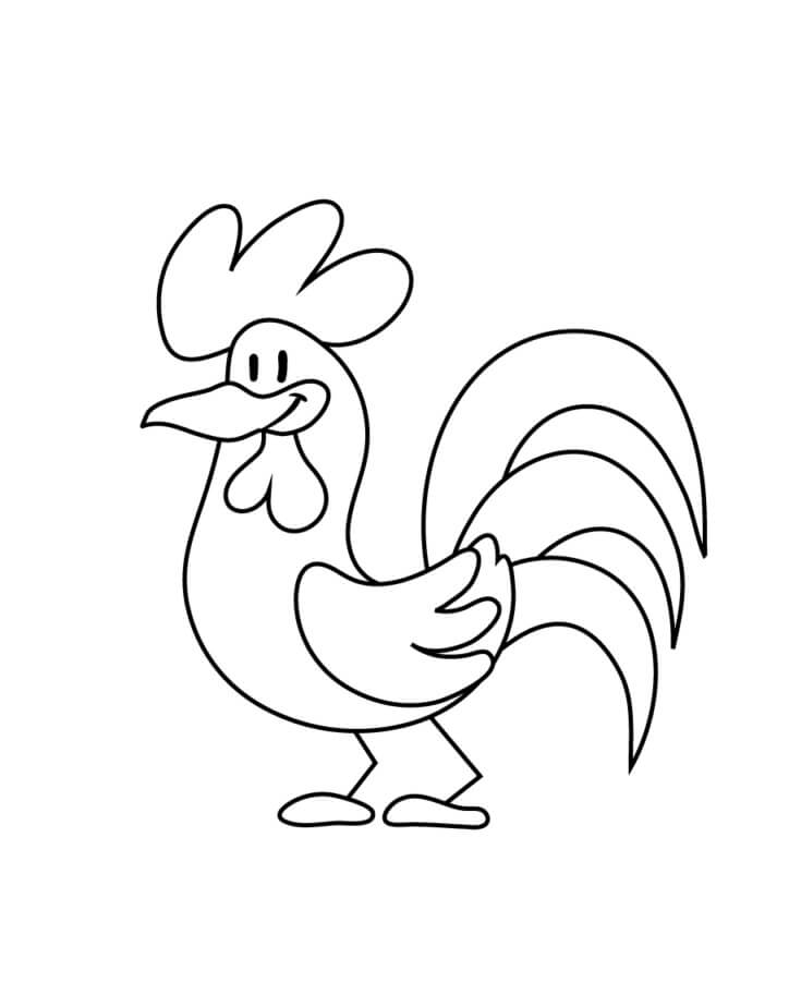 Dibujo de Gallo Chibi Sonriente para Colorear