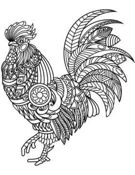 Dibujo de Mandala Gallo para Colorear