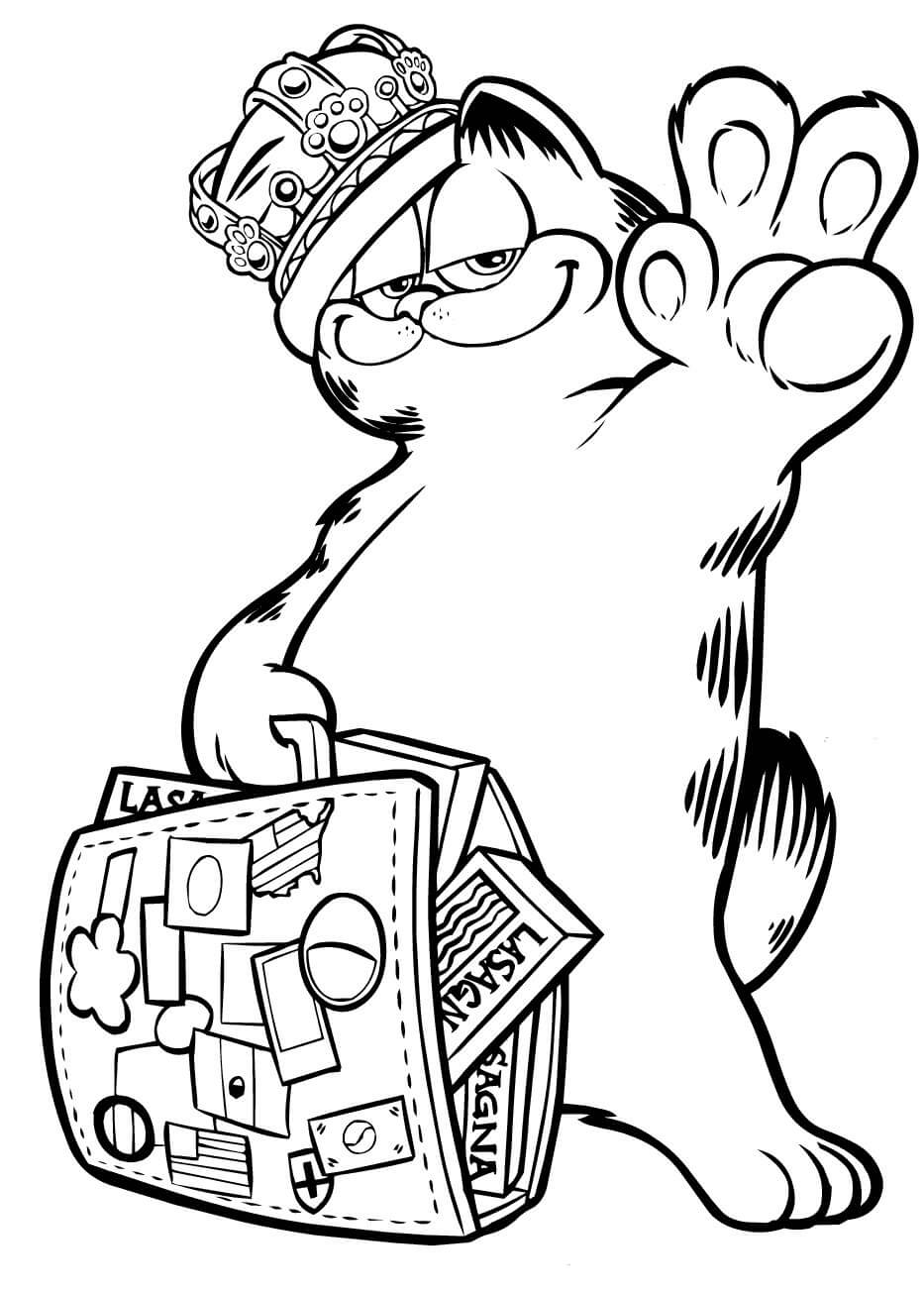 Dibujo de Garfield Viajando para Colorear
