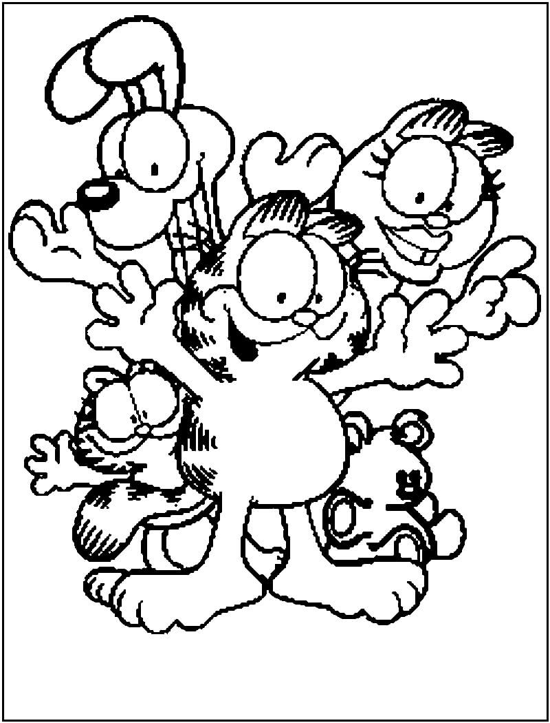 Dibujo de Garfield y Amigos para Colorear